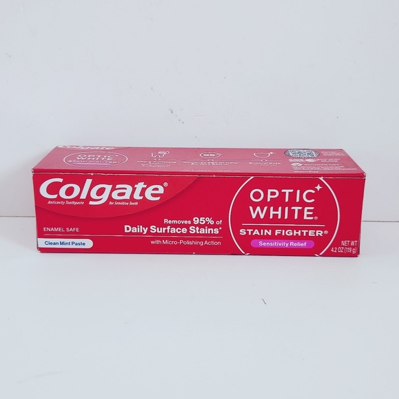 🍭7/$15 Colgate Optic White Whitening Toothpaste Sensitivity Relief Clean Mint - Picture 2 of 12